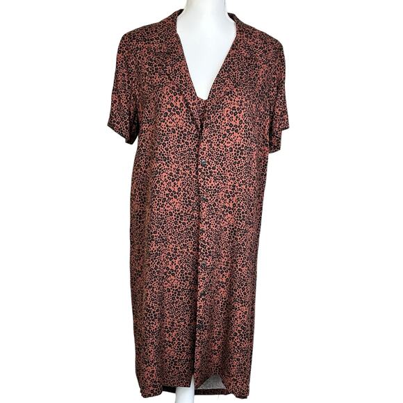 GB Lounge Dress With Topper Set Size XL Brown Black Animal Rayon Loungewear - Picture 2 of 16